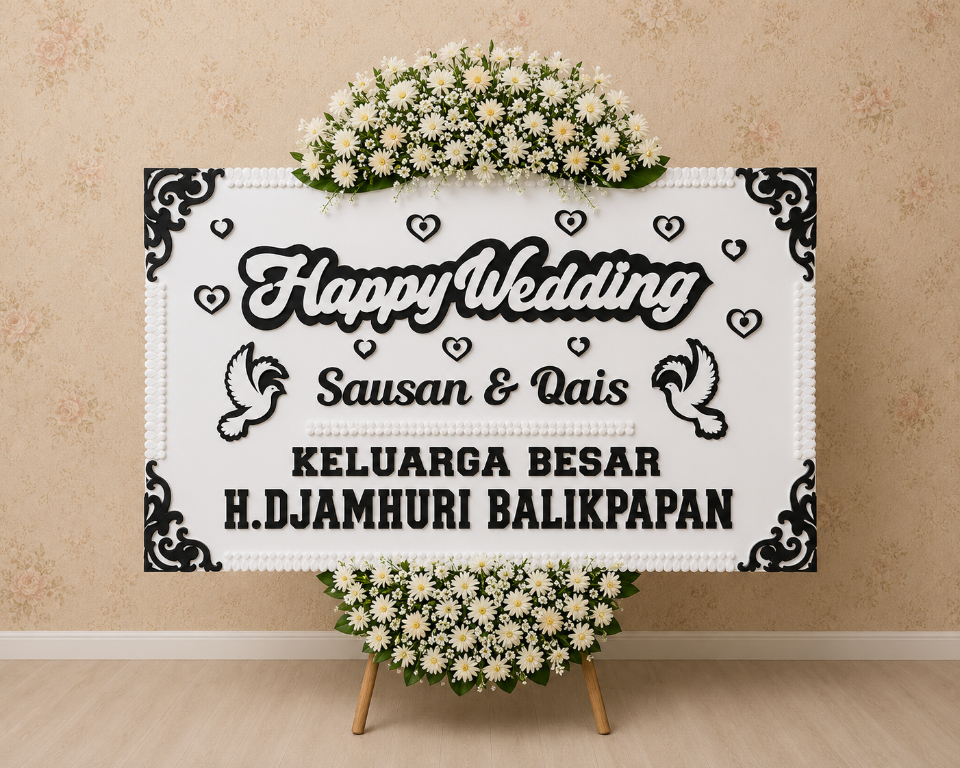 bunga papan happy wedding pernikahan dan jasa